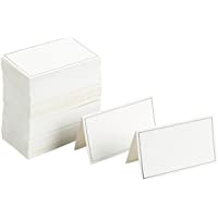 Los mejores  - Pequeñas Tarjetas de Reserva de Mesa triangulares con borde plateado- paquete de 100- 10-2 cm x 8-9 cm